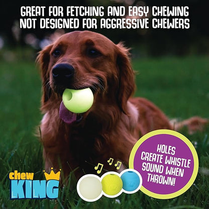 Chew King by Mammoth Glowing Fetch Ball, Dog Ball Toys, 3" Combo