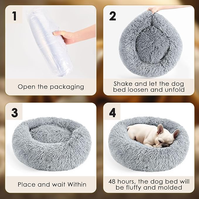 Extra Large Dog Beds, 36 Inch Human Dog Anxiety Relief Comfort Bed, Indestructible & Chew Proof Pet Beds (Light Grey)