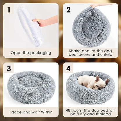 Extra Large Dog Beds, 36 Inch Human Dog Anxiety Relief Comfort Bed, Indestructible & Chew Proof Pet Beds (Light Grey)