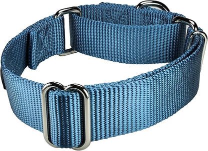 Mikivery Martingale Dog Collar Nylon Adjustable and Safety Training Colourful Comfortable Metal Buckle Pet Collars for Small Medium and Large Dogs(Haze,L)