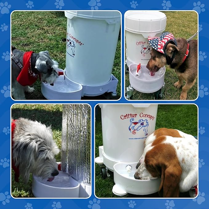 Gravity Water Bowls for Dogs: 6.5 Gallons! Pet Gravity Water Dispenser. Quiet, BPA Free, No Rust, Made in USA. Ideal for Daycares and Multi Pet Busy Parents. Automatic Fountain for Cats