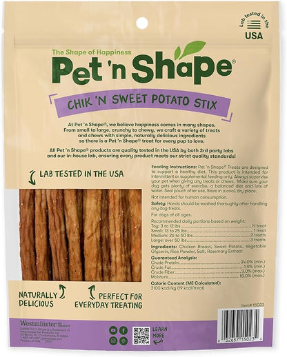 Pet 'n Shape Chik 'n Sweet Potato Stix Dog Treats – Made and Sourced in the USA - 14 Ounce