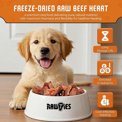 Premium Freeze-Dried Raw Beef Heart for Dogs – 100% USA-Sourced Raw Meat Dog Food – Grain-Free, No Fillers, High Protein Nutrition for Small & Large Breeds