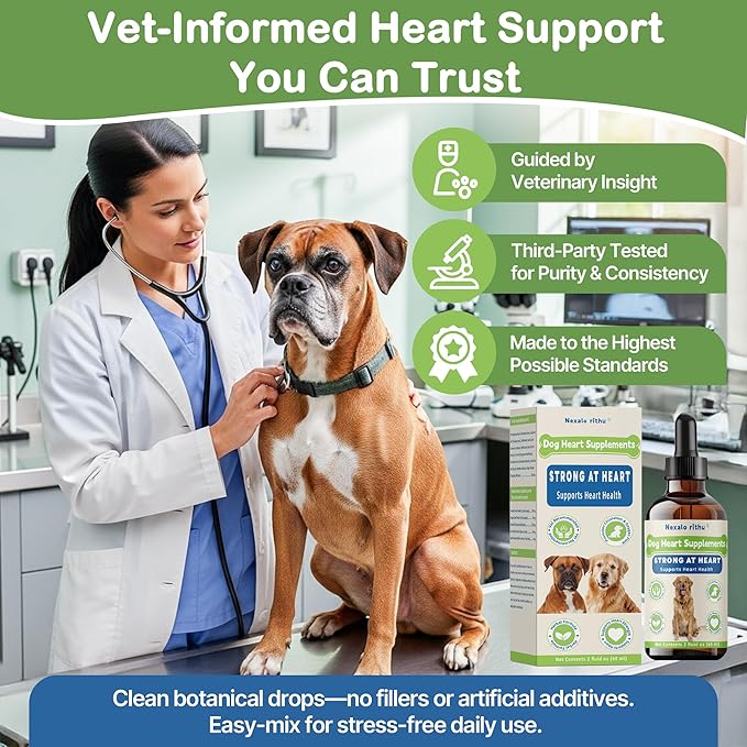 Heartw0rm Prevention for Dogs, Fast-Absorbing Liquid with Hawthorn & Motherwort, Supports Heart Function & Smooth Circulation, Helps Maintain Daily Vitality,Young Heart for Dogs, 2 fl oz/60 mL