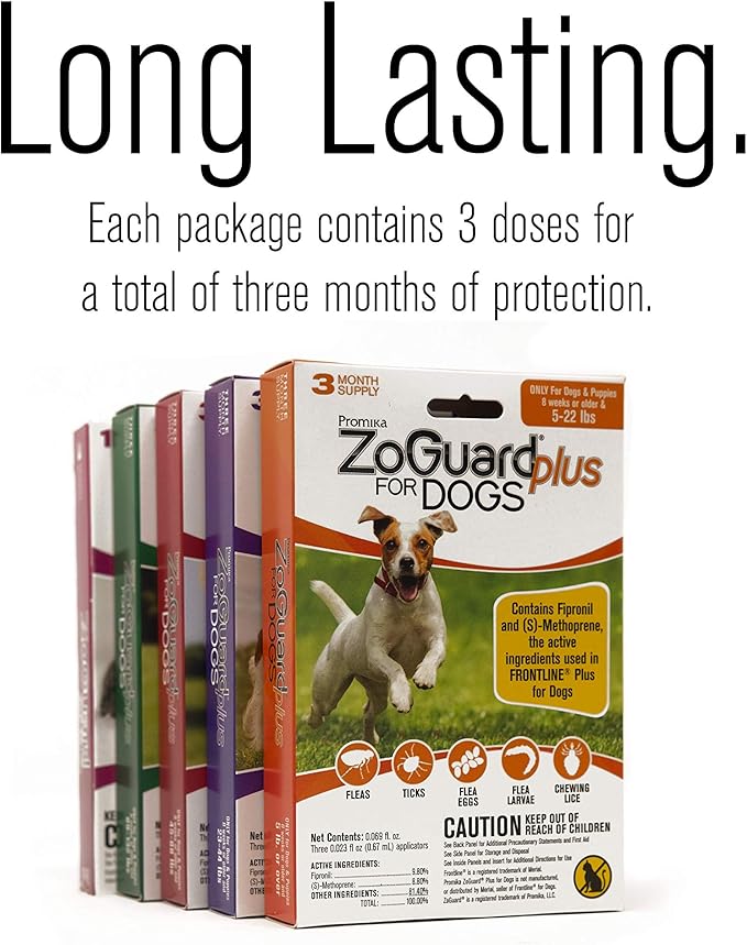 ZoGuard Plus Flea and Tick Prevention for Dogs, X-Large 89-132 lbs, 3 Months, 3 Doses