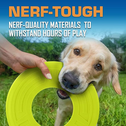 Nerf Dog Atomic Flyer Outdoor Dog Toy, 10 Inch Flying Disc Dog Fetch Toy, Rubber Dog Toy for Medium Dogs and Large Dogs, Green (Pack of 2)