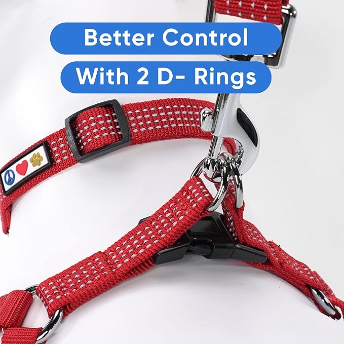 Pawtitas Reflective Step-in Dog Harness – Adjustable No-Pull Vest for Puppies to Seniors, Safe & Comfortable, S Red