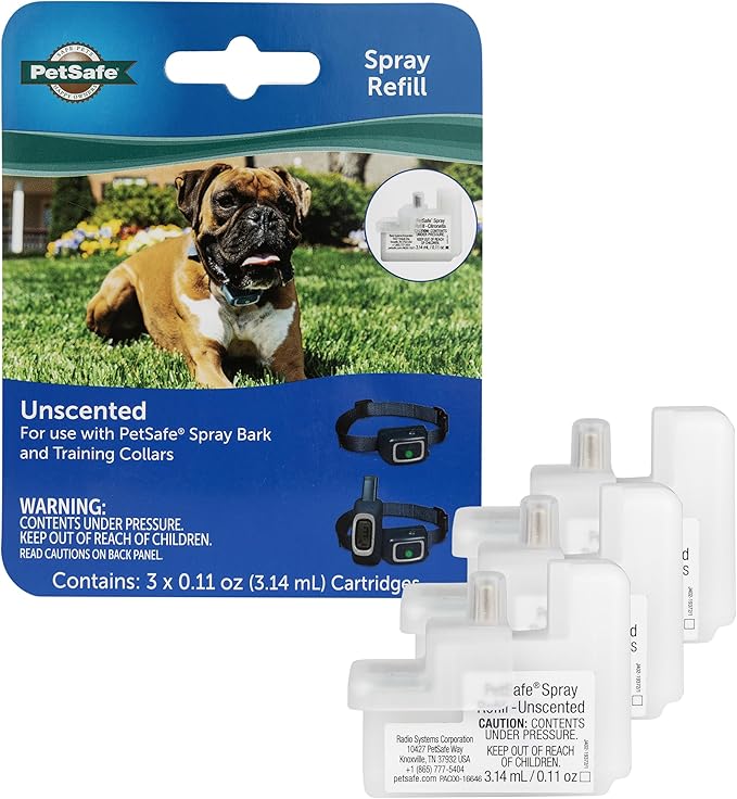 PetSafe Spray Refill - Unscented - No-Mess Replacement Cartridges Spray Dog Bark Collar Remote Training Collar - Refill Cartridge Only - 3-Pack - PAC00-16646