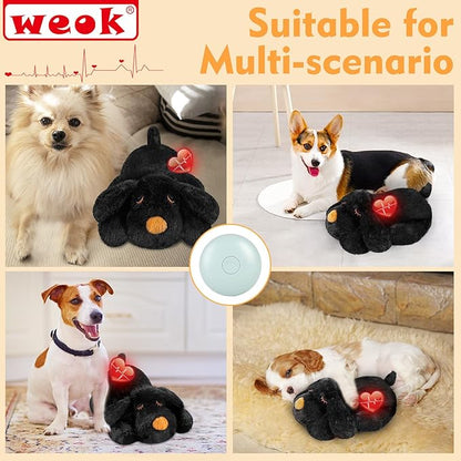 WEOK Puppy Heartbeat Toy for Separation Anxiety Relief, Heartbeat Stuffed Animal Anxiety Calming Behavioral Aid Plush Toy for Dogs Cats Pets