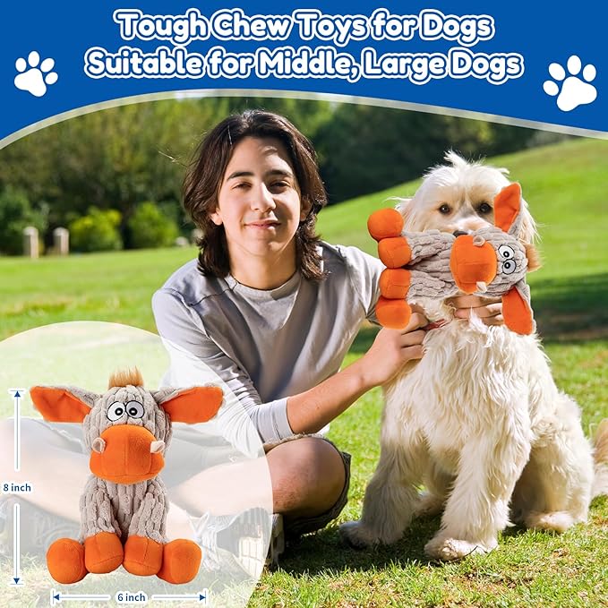 Squeaky Dog Toys, Tough Chew Toys for Dogs, Crinkle Interactive Squeaky Stuffed Dog Toy for Small Medium Large Breeds, Plush Dog Toy to Keep Them Busy, Pet Toys for Dogs