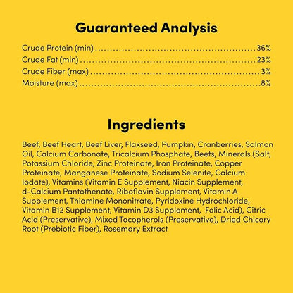 Freeze Dried Dog Treats Topper Premium, Supports Gut Health, Dog Food, High Protein, Non-GMO, No Wheat or Corn, 3oz (Beef)
