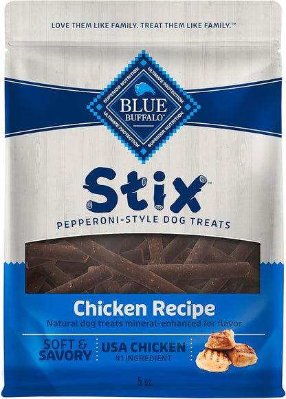 Blue Buffalo Stix Natural Soft Moist Dog Treats Chicken Recipe Bag