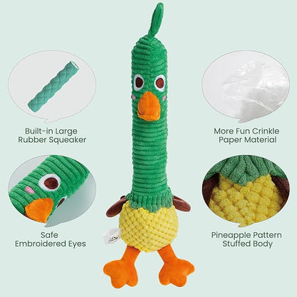 Nocciola 2 in 1 Easter Duck Dog Toy with a Large Rubber Squeaker - Tough Durable Stuffed Squeaky Crinkle Chew Toys for Aggressive Chewers, Medium and Large Breeds