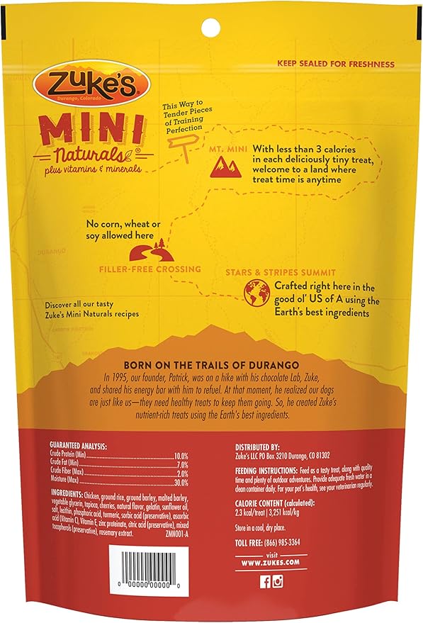 Zuke's Mini Naturals Dog Training Treats, Soft Mini Dog Treats with Vitamins & Minerals, Made for All Breed Sizes Chicken, 16 Ounce (Pack of 2)