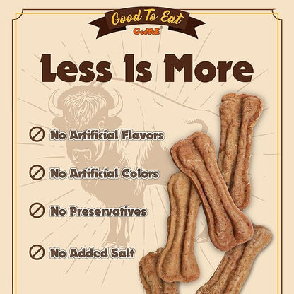 Gootoe Buffalo Dog Treats, Natural Low-Fat Chews for Training & Rewards, Limited Ingredient, Puppy Treats for Small Dogs & Puppies, Resealable Bag, Buffalo Bites Bone Shaped, 1.5 lb (Pack of 3)