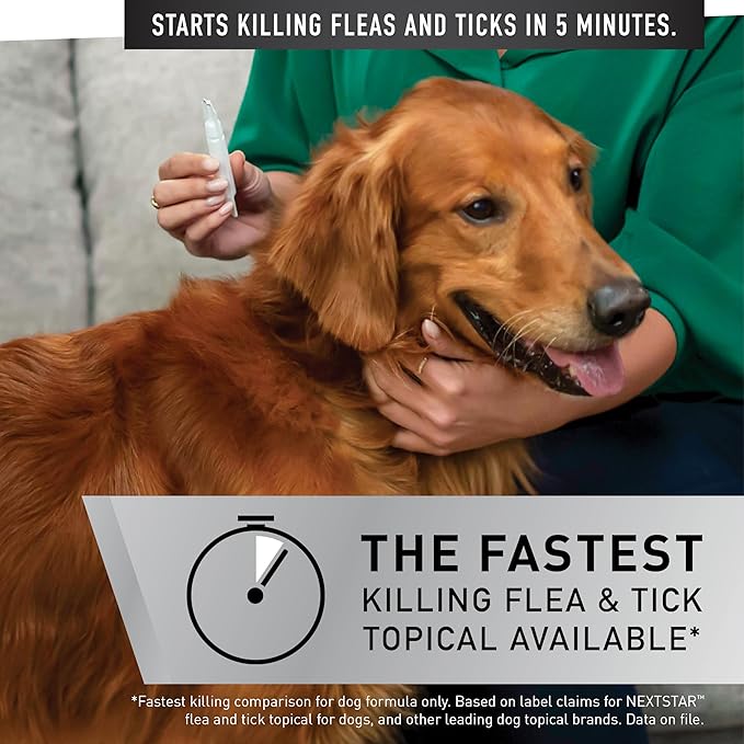 NEXTSTAR Flea And Tick Prevention For Dogs, Repellent, Treatment, and Control, Fast Acting Waterproof Topical Drops for Small, Medium and Large Dog and Puppies, 3 Monthly Doses