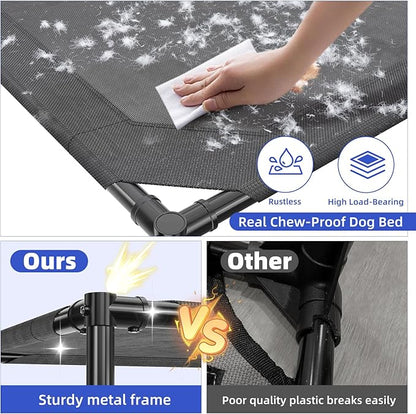 Simple Trending Elevated Dog Bed for Large Dogs, Waterproof Raised Dog Cot with Washable Mesh, Cooling Breathable Pet Bed for Outdoor, 42" x 31", Black