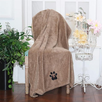 Dogvingpk Extra Large Dog Towel Super Absorbent Soft Microfiber Pet Bath Grooming Towels for Drying Dogs and Other Pets (XL-55" * 36", Brown)