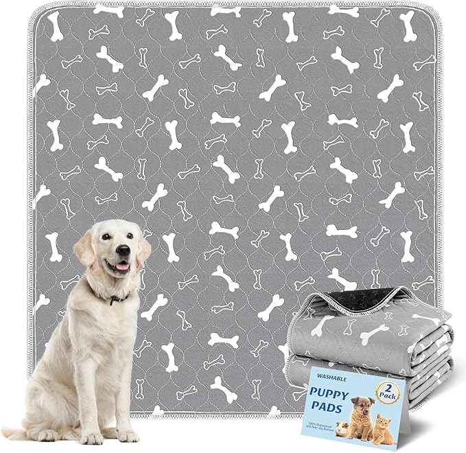 Washable Pee Pads for Dogs Large 48" x 48" 2-Pack Reusable Puppy Pads Pet Training Pads, Fast Absorb Dog Mats, Waterproof Whelping Pad, Non-Slip Protects Against Urine Leakage