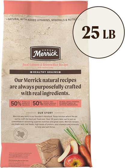 Merrick Healthy Grains Premium Adult Dry Dog Food, Wholesome And Natural Kibble With Salmon And Brown Rice - 25.0 lb. Bag