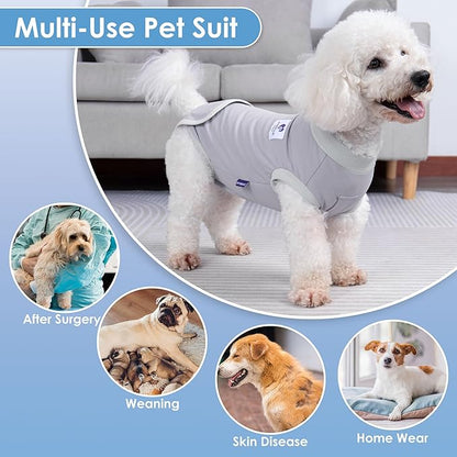 cyeollo 2pack Surgery Recovery Suit for Dogs Cats Soft Breathable Female Male Pet Bodysuit After Surgery for Spay, Neuter, Surgical Recovery Onesie Shirt for Medium Large Dogs, Blue & Grey, XL