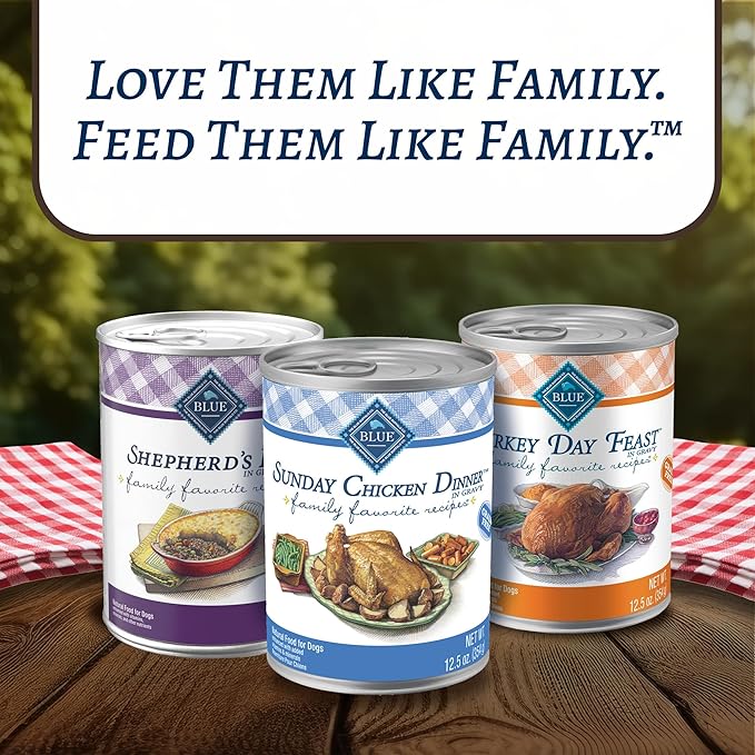Blue Buffalo Family Favorites Adult Wet Dog Food, Made with Natural Ingredients, Sunday Chicken Dinner, 12.5-oz Can (Pack of 12)