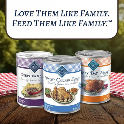 Blue Buffalo Family Favorites Adult Wet Dog Food, Made with Natural Ingredients, Sunday Chicken Dinner, 12.5-oz Can, 12 Count (Pack of 2)