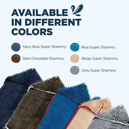 Soggy Doggy Super Shammy Dog Towel – Absorbent Microfiber Chenille Pet Towel for Drying Wet Dogs, Muddy Paws, Quick Dry Dog Shammy with Hand Pockets, Machine Washable – Navy Blue, 31” x 14”