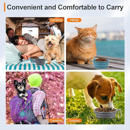 Kytely Collapsible Dog Bowls for Travel, 2Pack Dog Portable Water Bowl, Foldable Pet Food Bowl with Clasp, Pet Cat Feeding Cup Dish for Traveling, Walking, Hiking