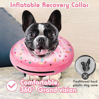 Inflatable Dog Pillow Cone Collar After Surgery, Donut Soft Neck Cone for Golden Retriever & German Shepherd Extra Large Dogs, etc, Recovery E Collar to Stop Licking Pink