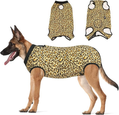 Jiupety Dog Surgical Recovery Suit Adjustable, Not Fit Slim and Long Body, Dogs Suit for Surgery Recovery, XL Size, Anti-Licking Surgical Dog Onesies, Leopard