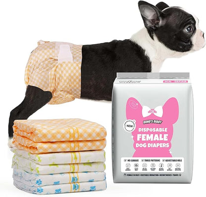 Dono Dog Diapers Female-40PCS, Disposable Female Dog Period Diaper for Heat with Wetness Indicator, Super Absorbent Doggie Puppy Diapers Female for XXS,Small Medium Large Dogs