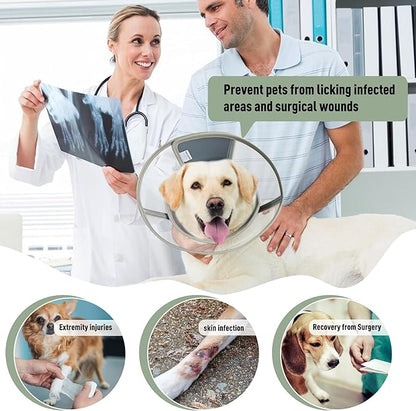 Soft Dog Cone Collar for Large Medium Small Dogs After Surgery, Adjustable Pet Recovery E-Collar, Elizabethan Collar for Dogs and Cats, Grey Small