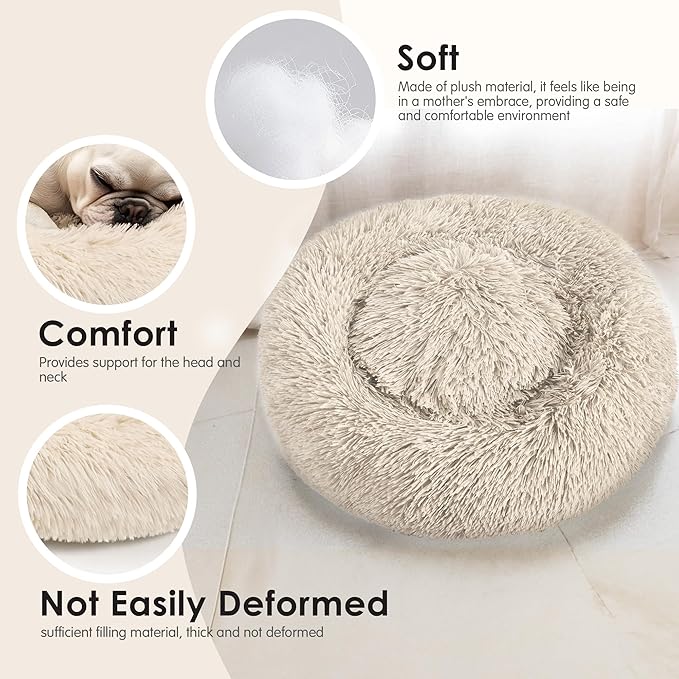 Dog Beds Large Sized Dog and Cats, 32in Pet Beds for Large Pet, Washable Indestructible Extra Large (Light Brown)