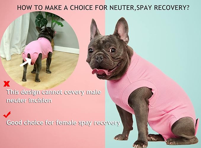 Recovery Suit for Dogs,Dog Cone Alternative Zipper Surgery Suit Female Spay,Soft Dog Surgery Suit for Anti Licking,Breathable Surgical Suit for Dogs Female Spay