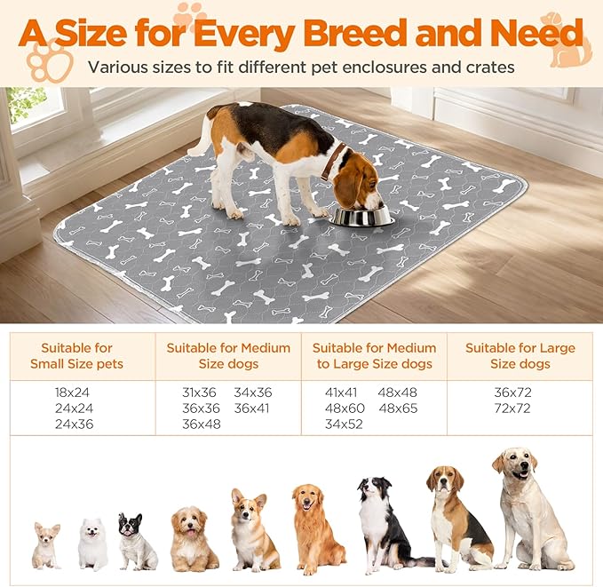 Reusable Puppy Pads , 2Pack Washable Pee Pads for Dogs, Super Absorbent Leakproof Dog Training Pads, Non-Slip Potty Pads for Floor, Crate, Couch, Whelping Pads Litter Mat Pet Supplies-24”x36”