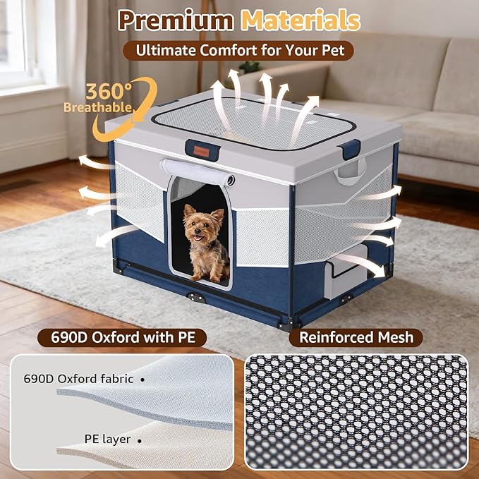 LOOBANI Foldable Dog Playpen for Small Dogs–Sturdy Puppy Playpen Indoor Outdoor with Full-Zip Washable Fabric Enclosure, 690D Waterproof Oxford Fabric, Portable Pet Crate with Carry Bag,32''x24''x22''