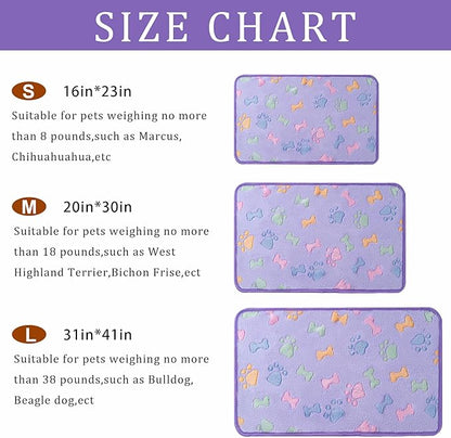 1 Pack 3 Blankets Super Soft Fluffy Premium Fleece Pet Blanket Flannel Paw Printed Throw for Dog Puppy Cat (Small 23x16'', Purple, Pink, Brown)