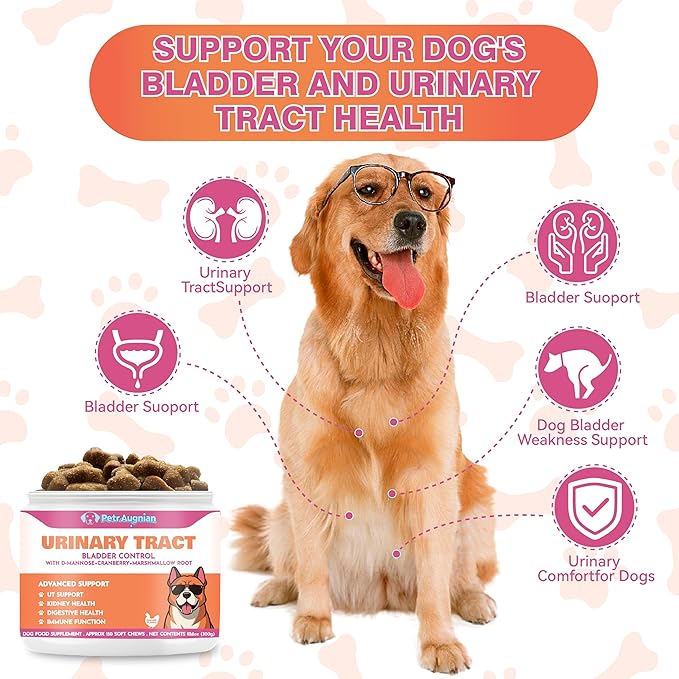 Dog Urinary Tract Supplement & Natural UTI Medicine Cranberry & D-Mannose -Kidney+Bladder Support - Best Prevention Incontinence & Bladder Stones-Cranberry Supplement - 150 Chews