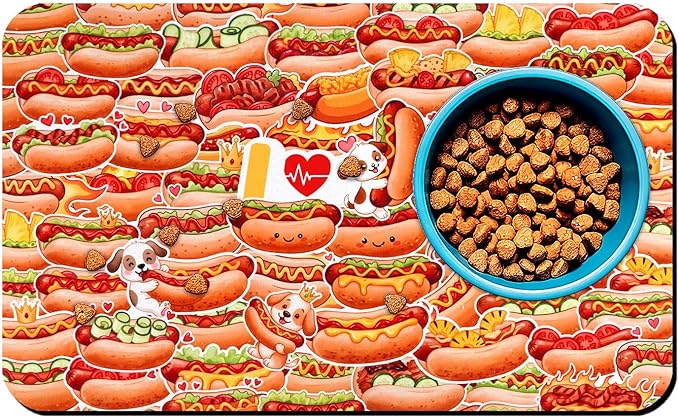 Dog Food Mats for Floors Waterproof Mat for Cat Food and Water Bowls - Absorbent Quick Dry Non Slip Mat for Pet Feeding