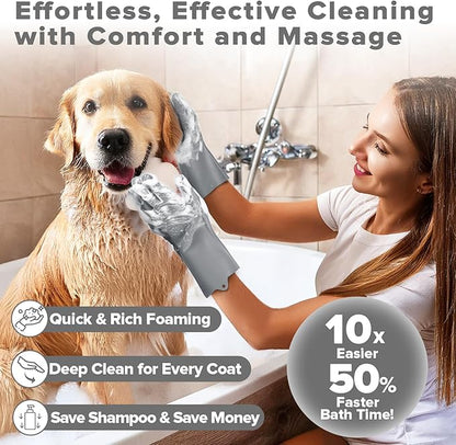 Augwind 6PCS Pet Grooming Kit for Dogs,Cats and Horses | Dog Washing Gloves | Dog Bath Brush | Dog Bath Gloves | Dog Shampoo Brush | Pet Grooming Gloves | Dog Bath Supplies (Grey)