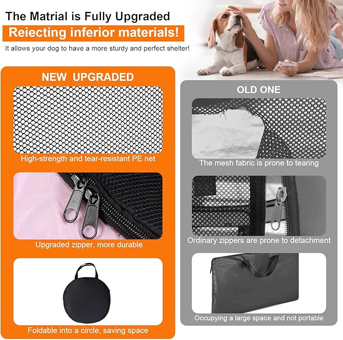 Dog Cat Playpen,Portable Pet Puppy Playpen,Rabbit Puppy Dog Play Pen for Indoors,Dogs Tent for Indoor Cats,Kitten Playpen,Collapsible Small Cats Crate Cage for Small Dogs with Carrying Case(Pink, S)