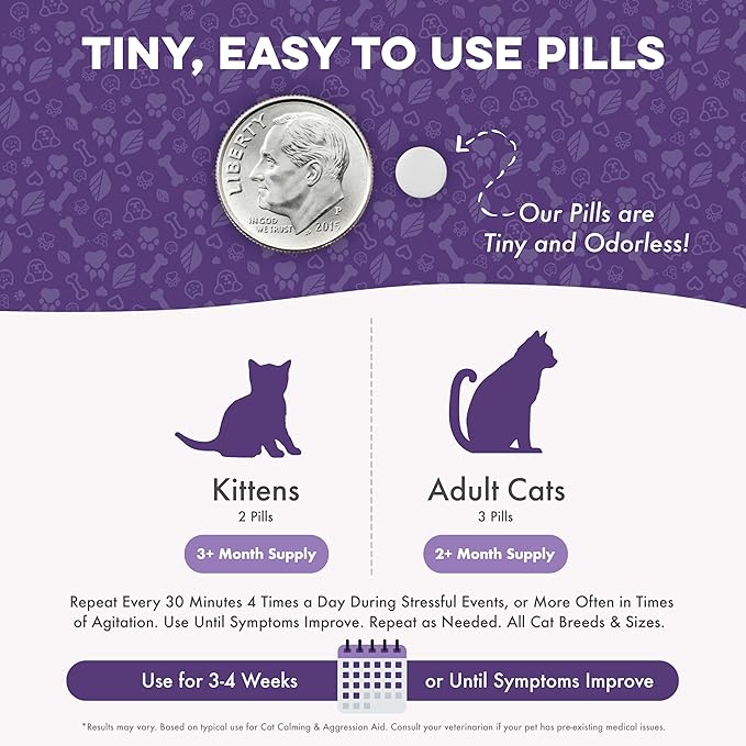Anti Aggression for Cats Calming Remedy, A Natural Diffuser and Cat Calming Aid for Stress, Spiteful Spraying, Scratching & Territorial Behavior, Non-Drowsy, 400 Odorless, Tasteless Pills