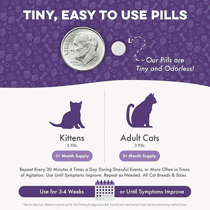 Anti Aggression for Cats Calming Remedy, A Natural Diffuser and Cat Calming Aid for Stress, Spiteful Spraying, Scratching & Territorial Behavior, Non-Drowsy, 400 Odorless, Tasteless Pills