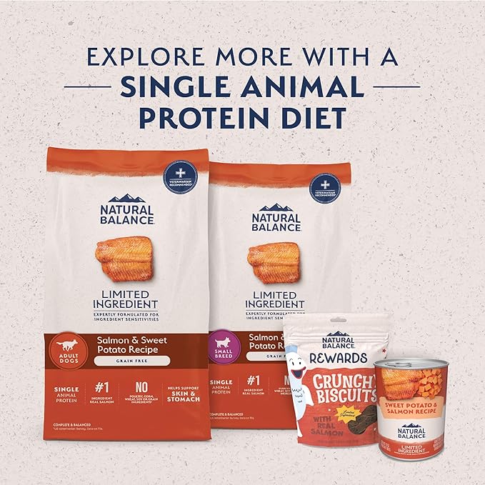 Natural Balance Limited Ingredient Grain Free Salmon & Sweet Potato Dry Dog Food for Small Breed Adults, Sensitive Stomach, 12 lb