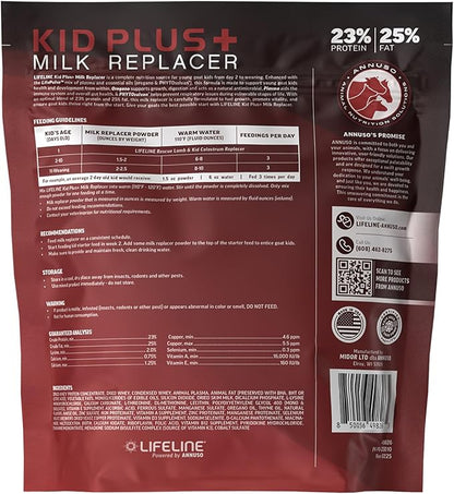 ANNUSO LIFELINE Kid Plus+ Milk Replacer, 6lb Bag - 23% Protein & 25% Fat - Enhanced with LifePulse for Added Support - Encourages Immunity, Digestion & Respiratory Health - Easy-Mix Powder