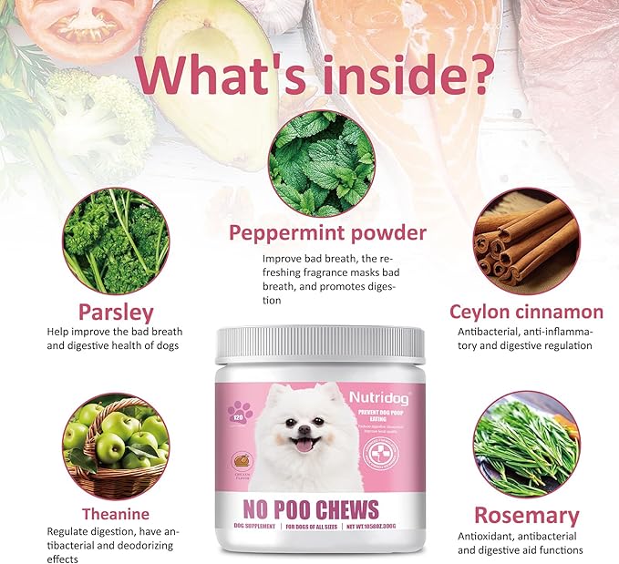 No Poo Chews for Dogs - 120 Ct Chicken Flavor - Coprophagia & Stool Eating Deterrent with Probiotics, Digestive Enzymes & Breath Aid - Stop Dog Poop Eating - Gut Health (Chicken)