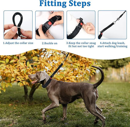 Mayerzon Dog Collar, Patented Martingale No Pull Collar for Small Medium Large Dogs with Buckle for Walking Training, Hidden Design (Black, X-Large,2.5mm,22"-27.5" Neck)