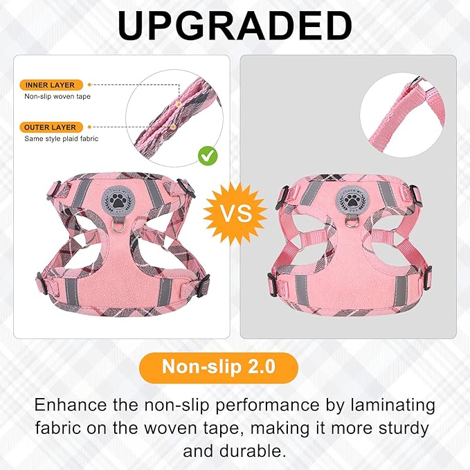BEAUTYZOO Step in Dog Harness Collar and Leash Set for Small Medium Large Dogs, No Pull No Choke Puppy Harness,Soft Mesh Reflective Pet Padded Vest Adjustable for Doggie Girl or Boy,Chihuahua,Pink XS
