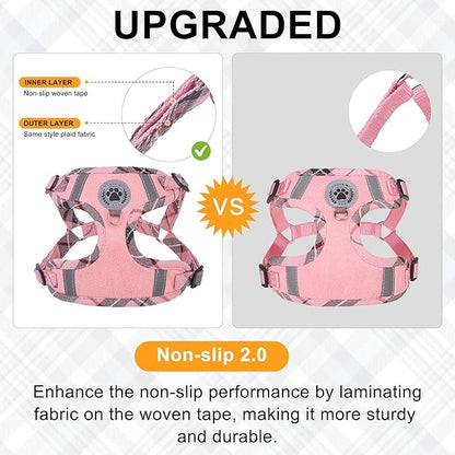 BEAUTYZOO Step in Dog Harness Collar and Leash Set for Small Medium Large Dogs, No Pull No Choke Puppy Harness,Soft Mesh Reflective Pet Padded Vest Adjustable for Doggie Girl or Boy,Chihuahua,Pink XS